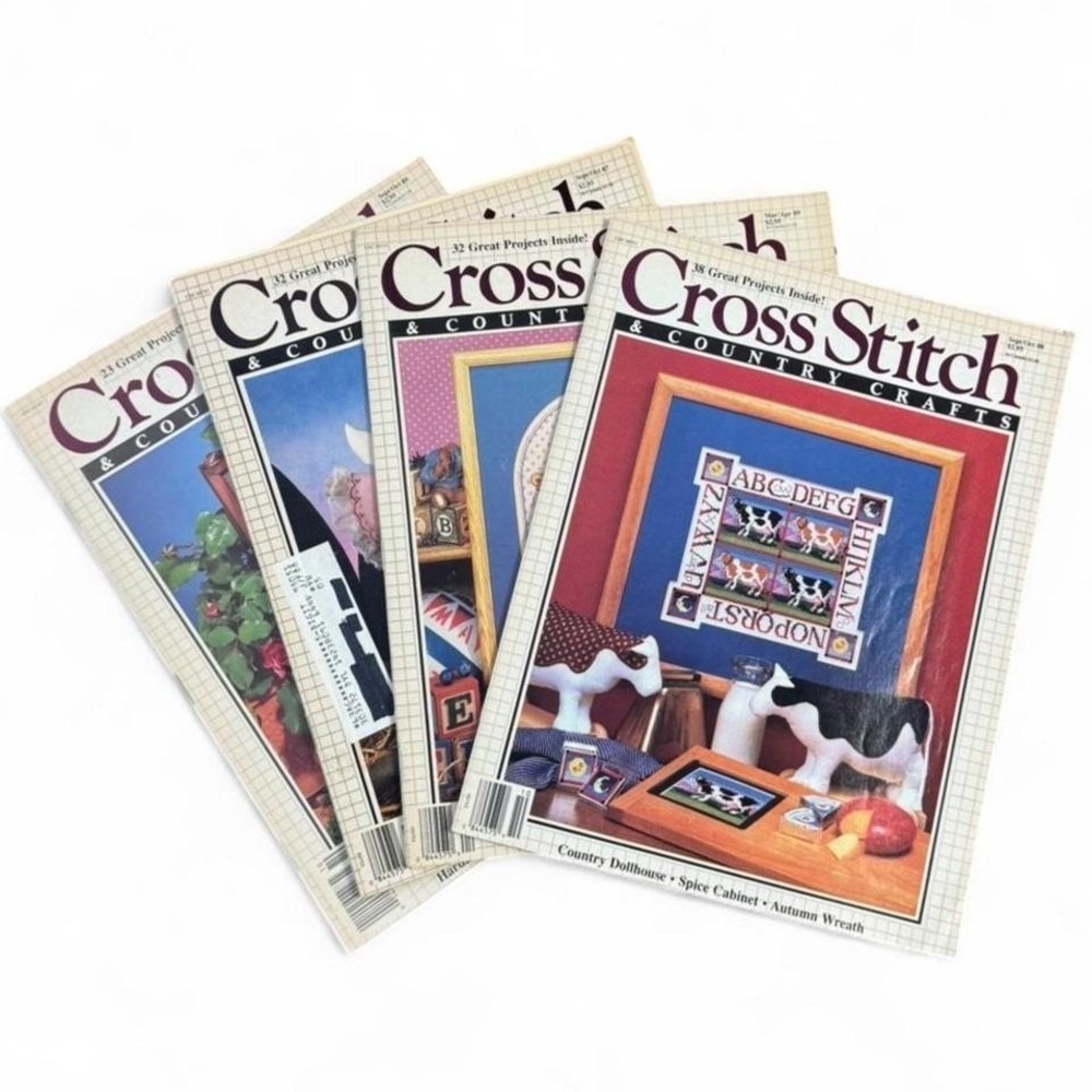 Vintage Cross Stitch‎ & Country Crafts 100+ project pattern magazine 4 pc. lot